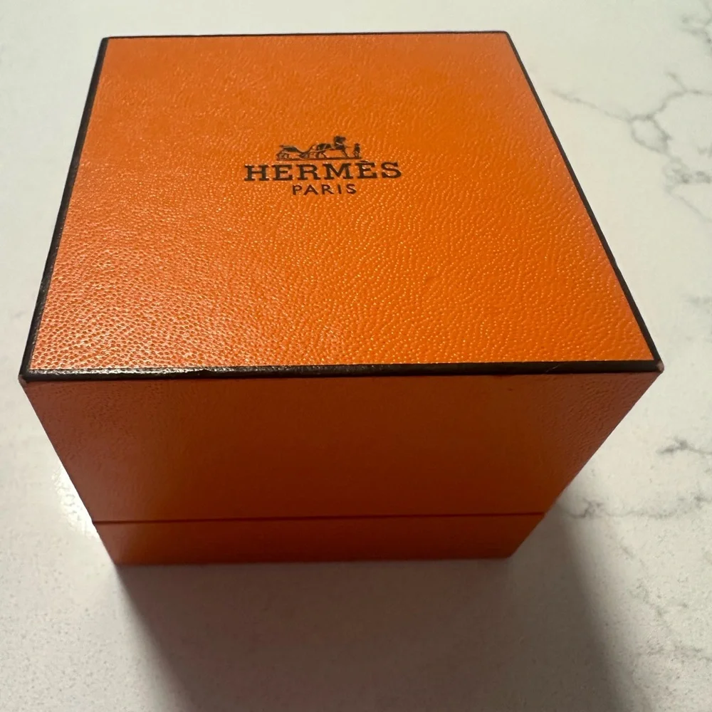 HERMES Silver Padlock H Logo Cuff Links